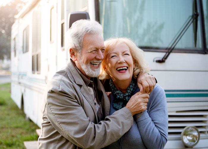 Elderly couple smiling