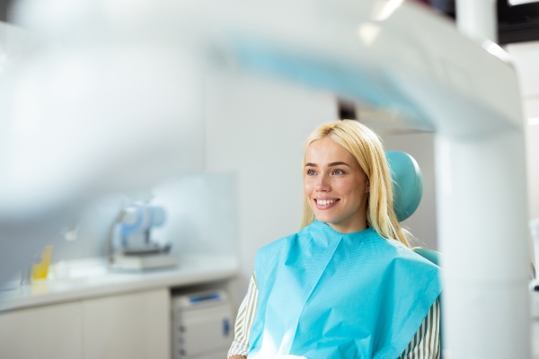 Smiling woman in dental office